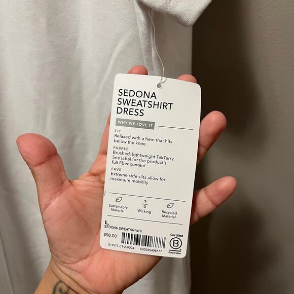 Athleta Sedona Sweatshirt‎ Dress Size Large White New - Picture 3 of 7